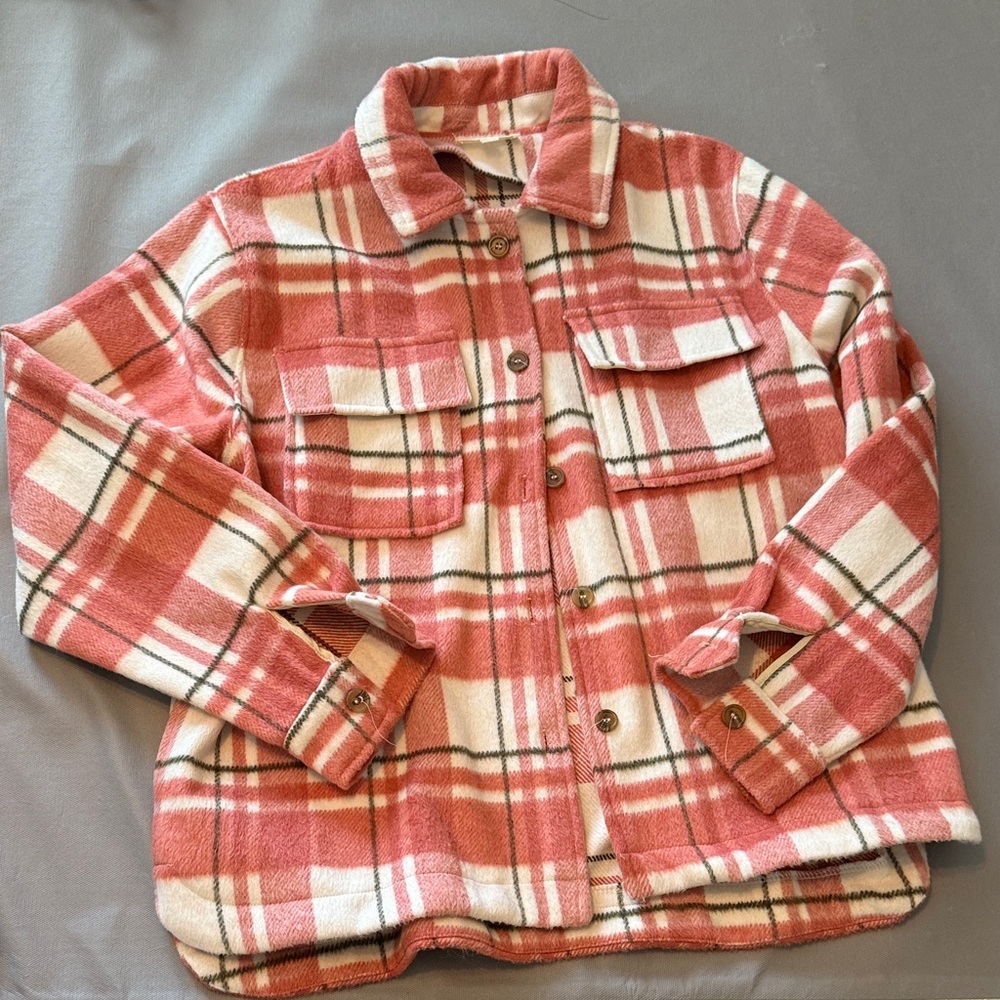 The Vintage Shop Pink and White Plaid Utility Jacket